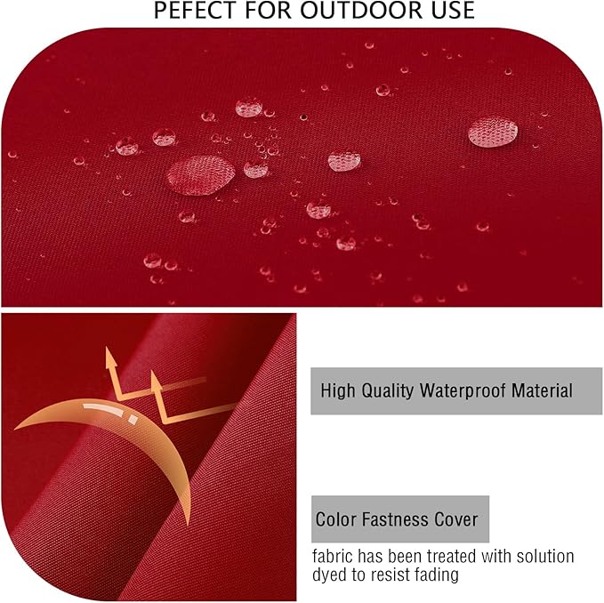 idee-home Outdoor Chair Cushions Set of 2, Waterproof Outdoor Seat Cushions for Patio Furniture, Outside Replacement Chair Pad with Ties for Lawn Deck Porch, 22 x 22 Red