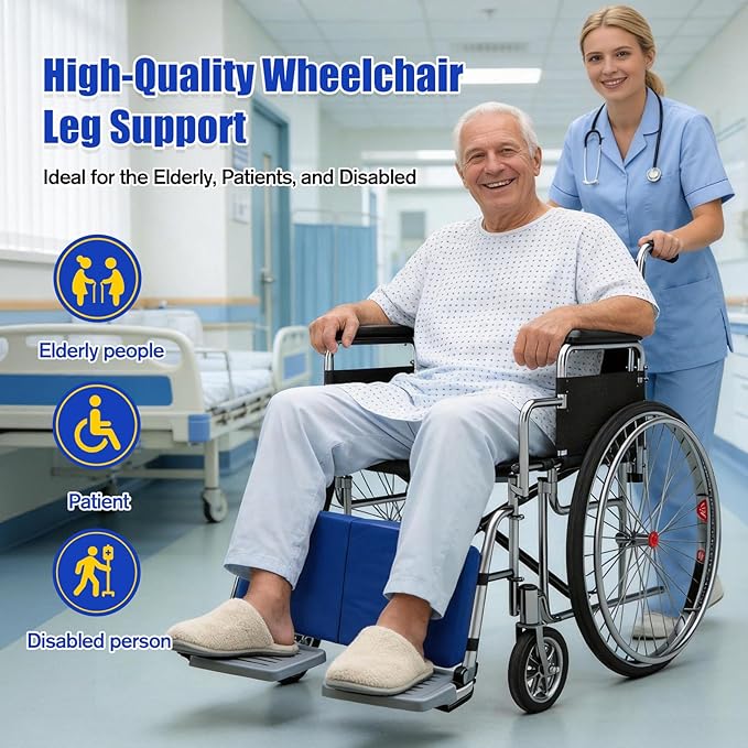 JZHLLA Wheelchair Leg Rest Pad High-Density Foam Leg Support with Adjustable Straps and PU Cover Lower Leg Stabilizer to Relieve Legs Pressure for Elderly Disabled Patients