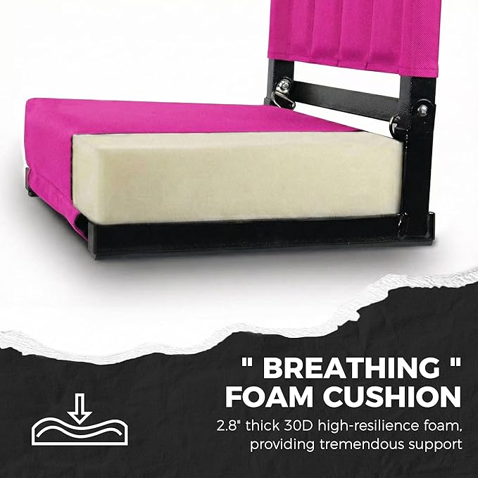 SPORT BEATS Stadium Seats with Back Support Bleacher Chairs with Back and Cushion Thick Padded Bleacher Seats Includes Shoulder Strap