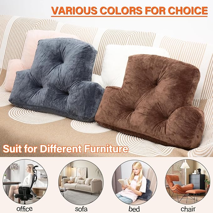 1 MIDDLE ONE Back Pillow for Chair, Memory Foam Lumbar Pillow for Back Support, Back Rest Cushion for Office, Sofa, Couch Sitting, Recliner, Bed and Lower Back Pain (Grey)