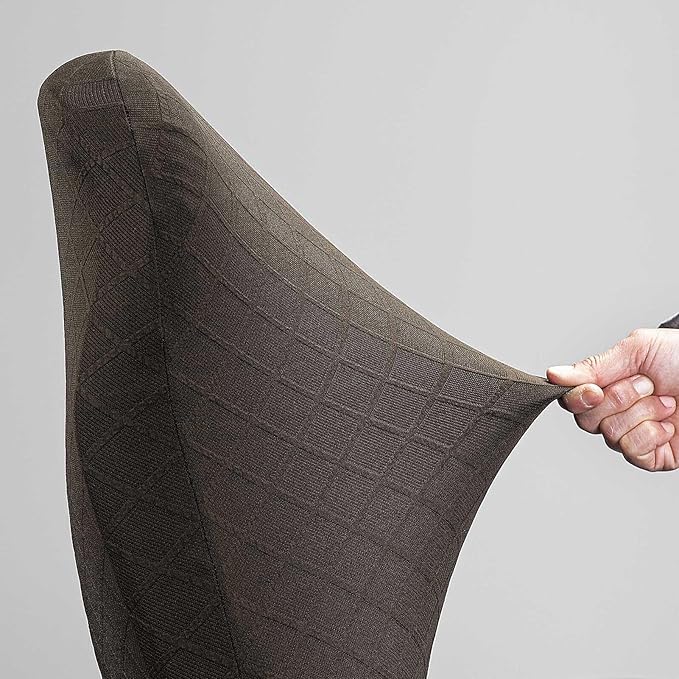 Melaluxe Stretch Jacquard Office Chair Cover, Removable Washable Desk Chair Cover Rotating Chair Seat Slipcover, Brown