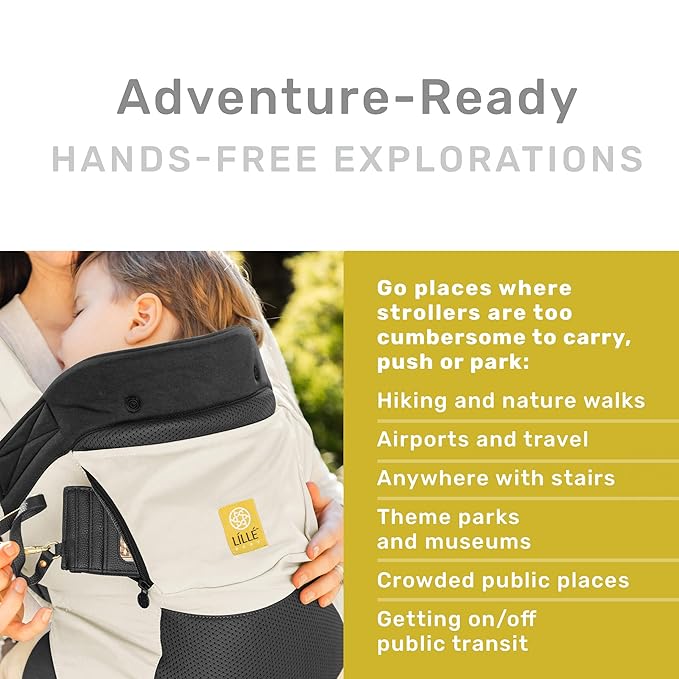 LÍLLÉbaby 3-in-1 Ergonomic CarryOn Airflow DLX Toddler Carrier with Lumbar Support & Breathable Mesh Lining (25-60 lbs), Multi-Position Carrying for Hiking & Travel (Moonbeam)