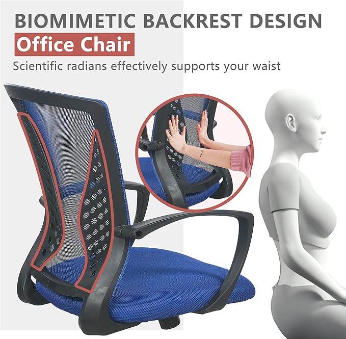 PayLessHere Office Computer Gaming Chair Ergonomic Mesh Desk Chair Adjustable Video Game Chairs with 360 Degrees Swivel Wheels Armrest Lumbar Support for Home Office (Blue)