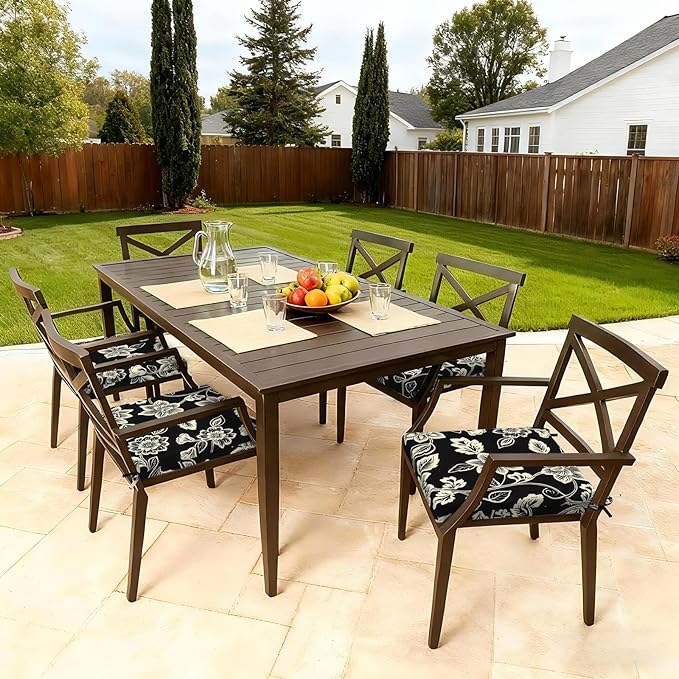 LVTXIII Outdoor Chair Cushions, Fade-Resistant Patio Furniture Cushions Outdoor Chair Pads with Ties for Dining Chairs and Garden Furniture Use, 19"x19"x2" 2 Pack, Elegant Vines Black