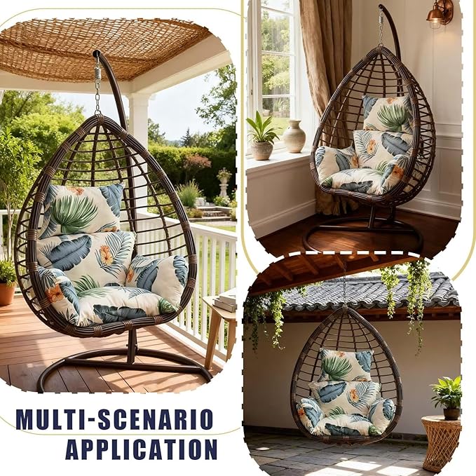 Patio Hanging Egg Chair Cushion Replacement Soft Swing Basket Chair Pads Large Swing Back Pillow for Living Room Porch Balcony Coffee