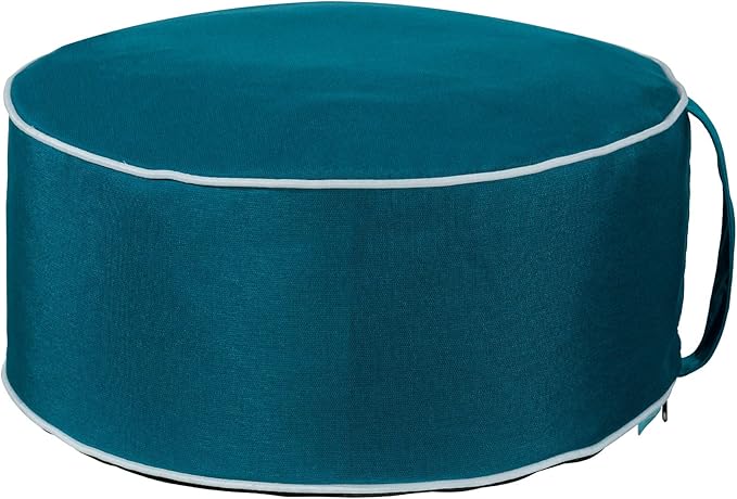 QILLOWAY Inflatable Outdoor Ottoman for Patio, Waterproof Round Pouf, Inflatable Foot Rest, Outdoor Footstool for Poolside, Garden，Camping,Peacock Blue