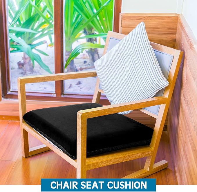 GlikCeil Recliner Cushion for Elderly with Memory Foam Square Seat Chair Cushion for Recliner Thick Non Slip Seat Pad for Chair, Couches(20 x 20 x 3,Black)