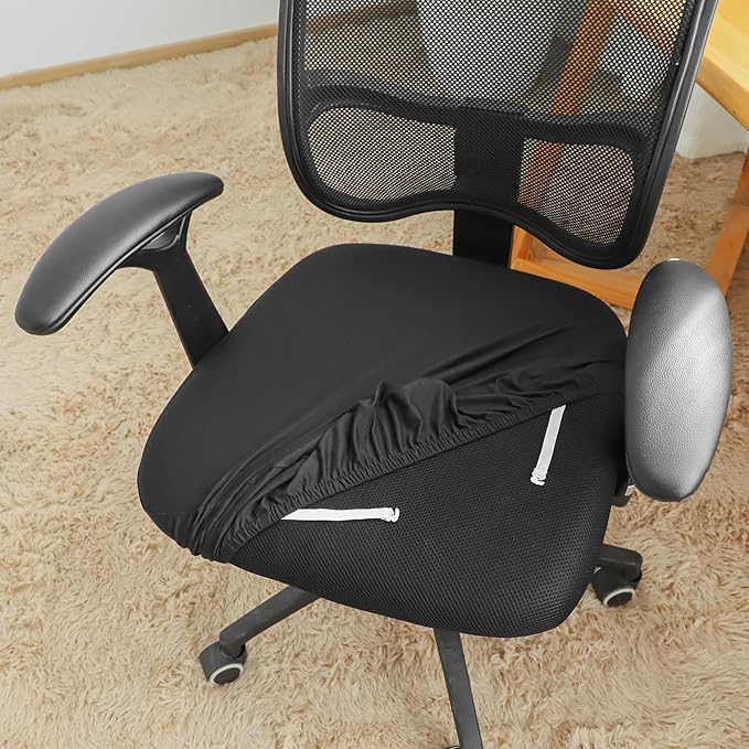 FORCHEER Office Chair Seat Covers Spandex Strech Computer Desk Chair Seat Cushion Slipcovers - Black