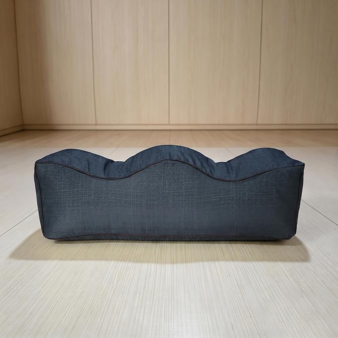 Ergonomic Leg Pillow with Wave Design – Adjustable Lumbar & Foot Support Cushion for Pregnancy, Back Pain Relief, and Sofa/Bed Use – Removable Cover, Breathable Bamboo Linen Fabric