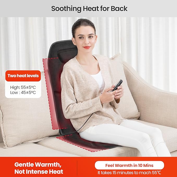 COMFIER Vibration Back Massager Seat Cushion with Heat,Father Day Dad Gifts for Men,10 Motors Massage Chair Pad,Chair Massager for Pain Relief at Office/Home