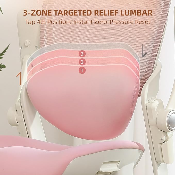 CabLady S2 Petite Ergonomic Office Chair for Women, Small Frame Desk Chair with Adjustable Lumbar, Headrest & Footrest, Space-Saving Flip-Up Armrests