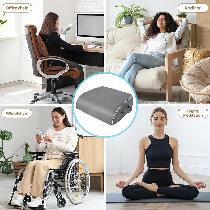 Thick Chair Cushions, Office Booster Seat Cushion to Tailbone Pain Relief, Non Slip Memory Thick Foam Cushion with Carry Handle 6"-Grey