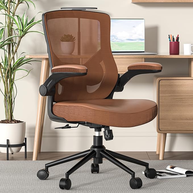 CYKOV Office Chair, High Back Desk Chair Adjustable Height and Ergonomic Design Home Office Computer Chair Executive Lumbar Support Padded Flip-up Armrest Swivel Task Chair