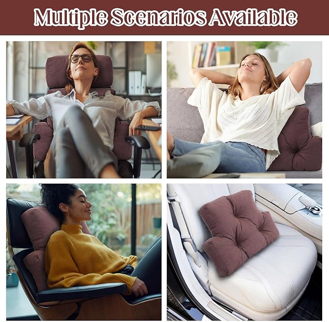Novabright 2 Pcs Recliner Headrest Back Pillows for Back Support Pillow for Couch with Adjustable Recliners Pillow for Headrest for Chairs Sofa Couch and Bed(Brown)
