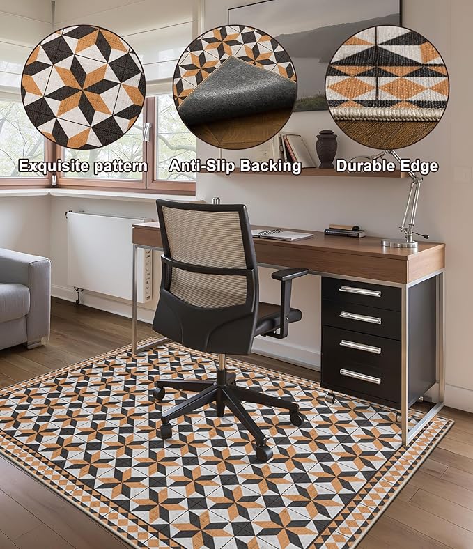 chakme Office Chair Mat for Hardwood Floor, 72"x48" Easy Glide Computer Desk Mat Protector for Rolling Chair Under Desk Rug Nonslip Backing, Machine Wash, (Plaid)