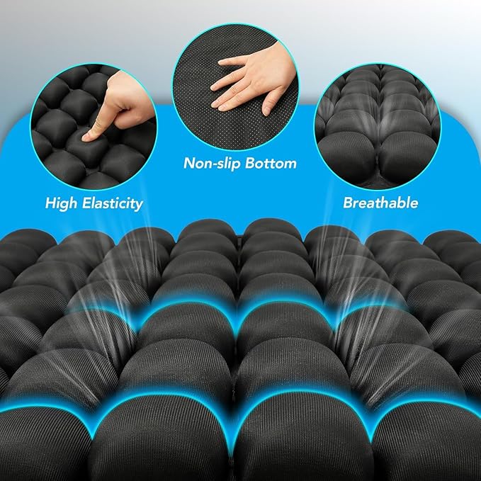 Inflatable Wheelchair Cushion for Pressure Relief - Self-Inflating Seat Pad for Mobility Scooter, Office Chair & Airplane Travel - Portable Cushion for Sciatica & Tailbone Pain Relief (No Pump Needed)