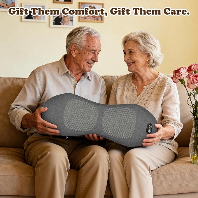 3in 1 Smooth Spine Triple Fusion Back Massager Electric Lumbar Support Pillow withHeat, Vibration & Adjustable Traction -Memory Foam Back Massager for Lower BackPain Relief