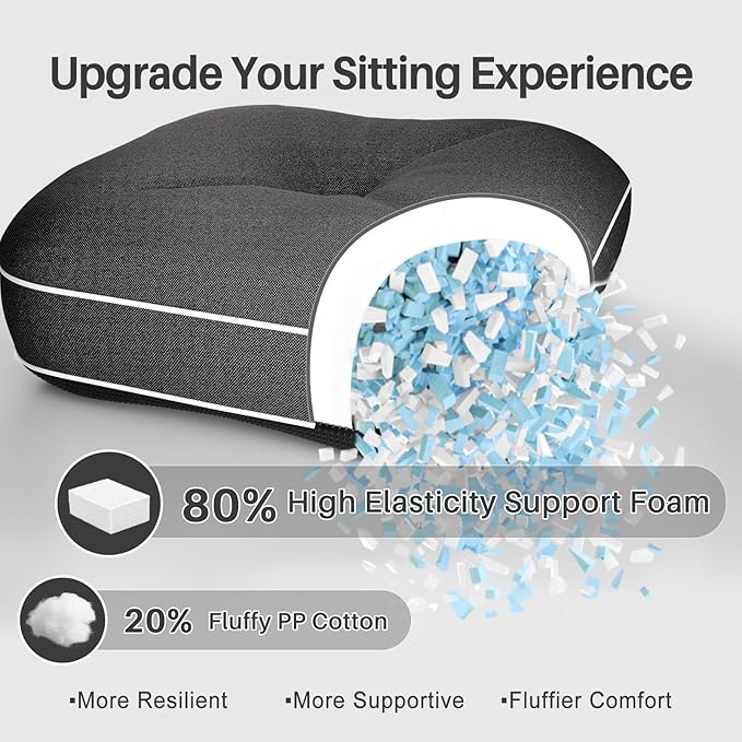 YZ HOME Rocking Chair Cushion, Set of Thicken Seat & Back Chair Cushions with Memory Foam, Non-Slip Chair Pad with Ties for for Indoor&Outdoor Rocker, Dark Grey, 22x17x5/17x17x5