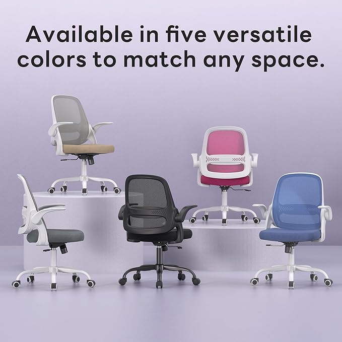 amseatec Office Chair，Ergonomic Mesh Desk Chair,Flip-Up Arms,Adjustable Height,Breathable Mesh Back & Thick Cushion Seat,360°Swivel Rolling Computer Chair,BIFMA Certified,Supports 300 lbs(Beige)