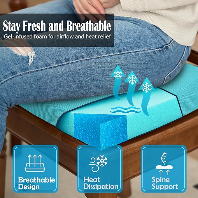 2'' Thick High-Density Foam Indoor Chair Cushions | Dining Chair Pads with Ties, Removable Washable Cover, Kitchen Chair Cushions 17"x16",Turquoise 4 Pack