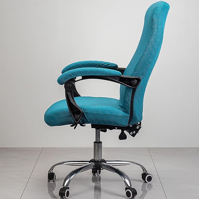 Melaluxe Office Chair Cover with Armrest Covers， Universal Stretch Desk Chair Cover, Computer Chair Slipcovers (Size: L) - Peacock Blue