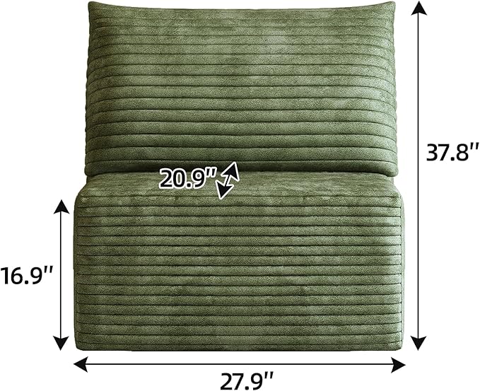 135" U Shaped Sectional Couch with Ottoman, Large Sectional Couches for Living Room, Plush Corduroy Convertible Sleeper Sofa, Compressed Foam Sofa in a Box No Assembly, Left Facing Chaise, Green