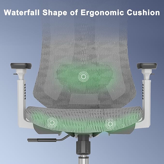 Logicfox Ergonomic Office Chair, High Back Mesh Desk Chair - Adjustable Lumbar Support & 3D Armrests, Swivel Computer Chair with Headrest, Tilt Lock & PU Wheels for Home Office, Long Hours Work