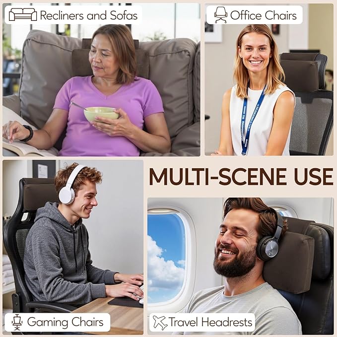 Neck Pillow for Recliner Chair, 14" Adjustable Recliner Pillow for Headrest, Soft Velvet Non-Slip Head Pillow for Recliner, Couch, Chair, Sofa