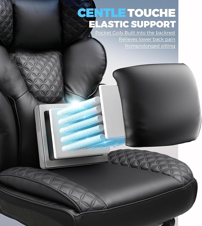 GTPLAYER Big and Tall Gaming Chair Ergonomic Heavy Duty Office Chair Racing Seat with Adjustable Lumbar Pillow Footrest 150° Reclining Thickened Armrests Breathable Mesh for Esports/PC Gaming
