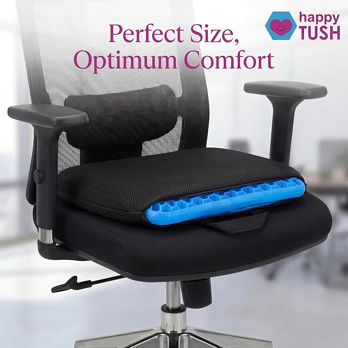 nova Cooling Gel Seat Cushion – Double Layer Honeycomb Design for Pressure Relief, Breathable & Shock Absorbing, Non-Slip Bottom with Handle – Office Chair, Car, Wheelchair & Home Use