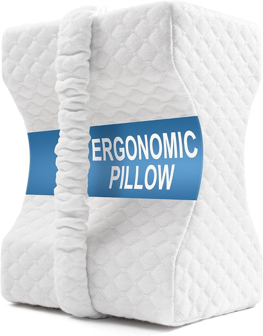 UJPFEO Knee Pillow for Side Sleepers, Leg Pillow for Sciatica, Back, HIPS, Knees, Joints Pain Relief,Pillows for Between Legs While Sleeping Spine Alignment Support & Relieves Pressure,Natural White