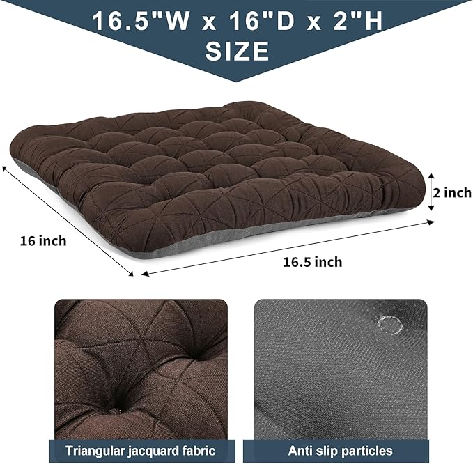 BUYUE Good Support Office Chair Cushion, Luxury Jacquard with Anti-Skid Silicone Seat Cushion Padded for Computer Desk Kitchen Chair (1 Count, Brown)