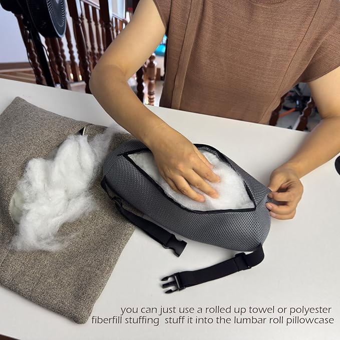 1Pcs Lumbar Roll Support Pillow Cover– Low Back Lumbar Support for Office Chair & Car Seat Back Support Cushion, Relieving Back Pain & Improving Posture,(Pillow Case Only)