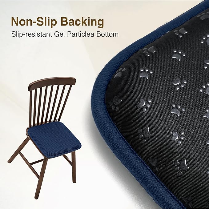 puredown® Chair Cushions for Dining Chairs, Set of 4 Memory Foam Seat Cushions with Non-Slip Backing & Ties, 16" x 16" x 1.5", Comfortable & Supportive Dining Chair Pads for Kitchen, Navy