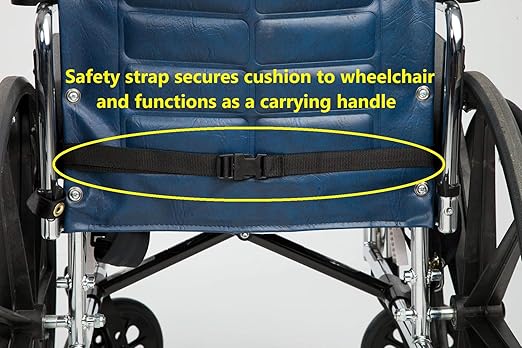 Secure Safety Solutions Wheelchair Gel Cushion with Safety Attachment Strap, 18x16x3 Inch - Gel & Foam Orthopedic Chair Pad - Decubitus Ulcer & Sciatica Pain Pressure Relief & Comfort for Seniors