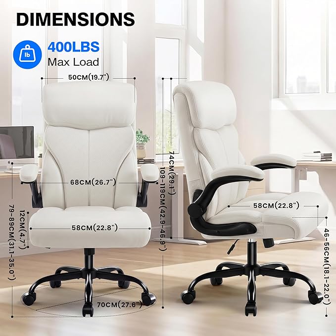 AreShark Office Chair - Executive High Back Breathable Comfy Desk Chair with Lumbar Support - Ergonomic Leather Rolling Swivel Computer Chair with Rock Function for Working Studying Gaming Relaxing