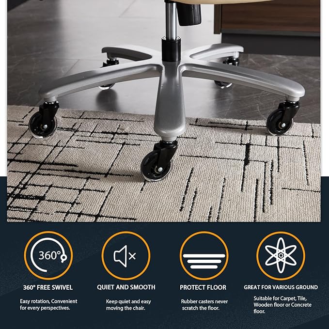 ZSQN Big and Tall Office Chair for Heavy People, 500LBS High Back Extra Wide Heavy Duty Executive Office Chair Comfortable for Home, Large Computer Desk Chairs with Adjustable Lumbar Support Beige