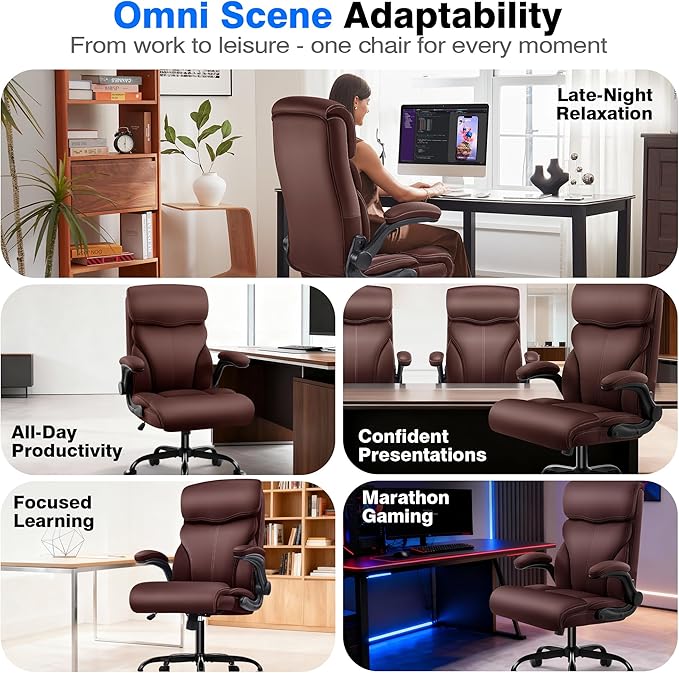 AreShark Office Chair - Executive High Back Breathable Comfy Desk Chair with Lumbar Support - Ergonomic Leather Rolling Swivel Computer Chair with Rock Function for Working Studying Gaming Relaxing