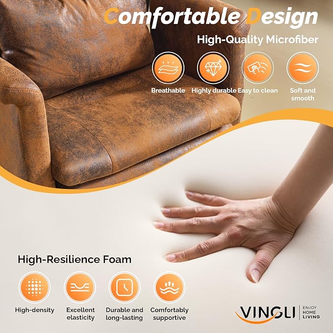 VINGLI 100-130° Reclining Tall Office Chair with Foot Rest & Adjustable Armrests, Ergonomic Criss Cross Chair with Wheels & Headrest, Comfy Wide-Seat Gamer Chair for the Heavy, Microfiber, Vintage