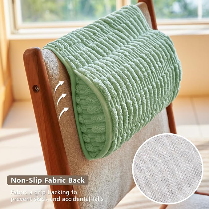 Headrest and Support Pillow,Recliner Pillow for Neck, Head, or Foot for Office or Massage Chairs, Neck Pain Relief and Cervical Support. Nonslip, Zipped Cover. (Green, 5.5" Wx13 Lx3 H)