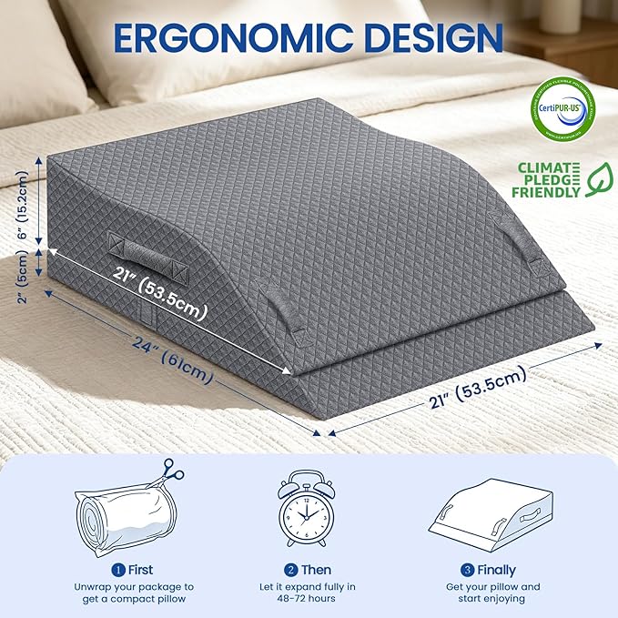 Elevation Pillows for Leg After Surgery, Memory Foam Adjustable Wedge Pillow for Injury or Rest, Ankle Pillow for Sleeping Blood Circulation Grey/Double Leg