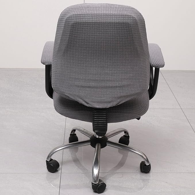 Melaluxe Office Chair Cover with Armrest Covers， Universal Stretch Desk Chair Cover, Computer Chair Slipcovers - Light Gray