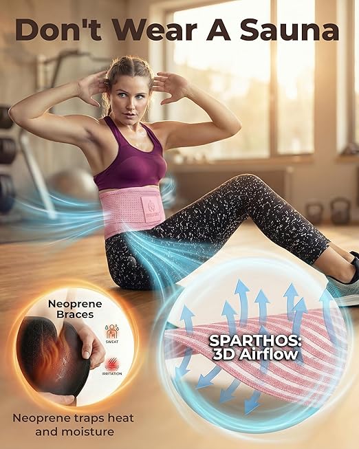Sparthos Back Support Belt - Immediate Relief from Back Pain, Herniated Disc - Breathable Brace With Lumbar Pad - Lower Backbrace - For Men & Women - Fits 24–31″ Waist (Pink-XS, Check Size Chart)