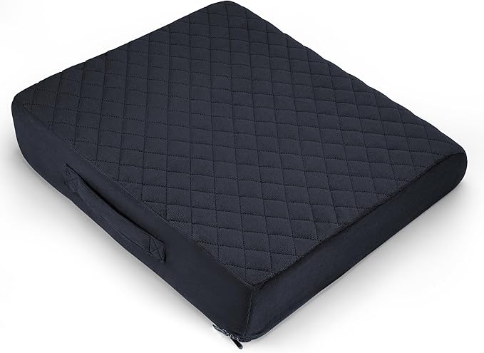 Medium-Soft 20x20x4 Memory Foam Recliner Chair Seat Cushion for Long Sitting - Armchair Pad with Washable Velvety Cover with Waterproof Layer & Non-Slip Base for Seniors & Elderly - Black