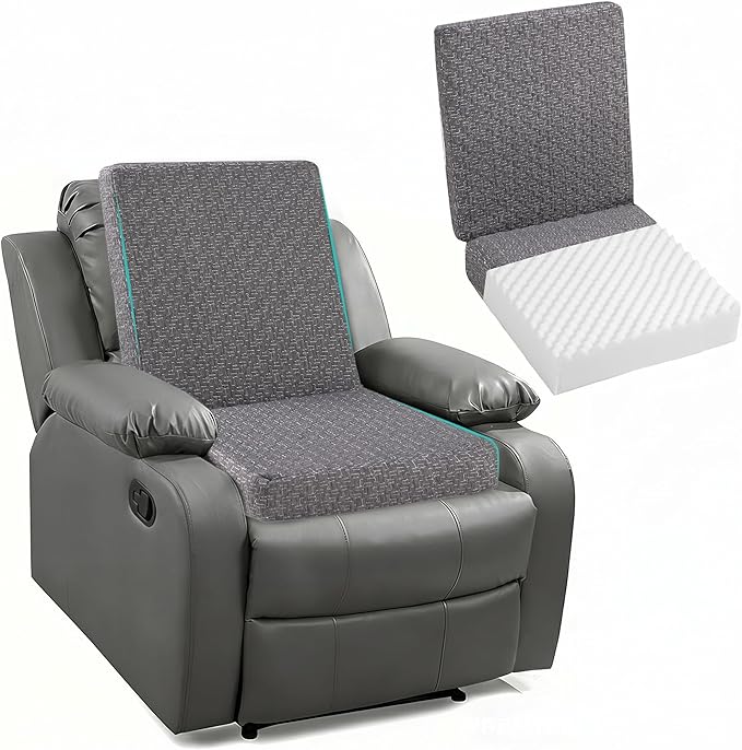 Ganondorf Extra Large Egg Crate Recliner Seat Cushion for Elderly Tufted Furry Booster Foam Cushion, Pressure Relief for Long Sitting Orthopedic Chair Cushion for Recliners Office Chairs, Grey