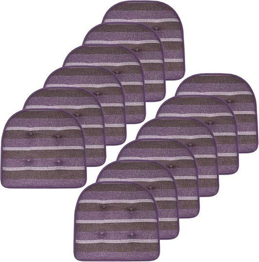Sweet Home Collection Chair Cushion Memory Foam Pads Tufted Slip Non Skid Rubber Back U-Shaped 17" x 16" Seat Cover, 12 Count (Pack of 1), Bradford Purple