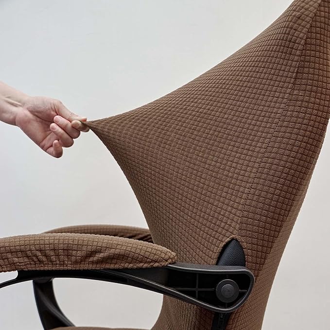 Melaluxe Office Chair Cover with Armrest Covers， Universal Stretch Desk Chair Cover, Computer Chair Slipcovers (Size: L) - Light Coffee