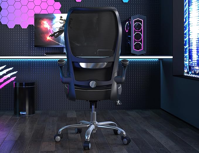 TRALT Ergonomic Office Chair - Desk Chair with Wave High Back Adjustable Lumbar Support Computer Chair - Gaming Chairs Mesh Backrest and PU Leather Seat for Home Reading Chairs (Black Pack of 6)