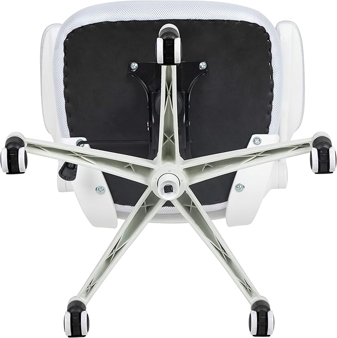 Flash Furniture Kelista Mid-Back Swivel Office Chair with Adjustable Lumbar Support and Seat Height, Ergonomic Mesh Desk Chair with Flip-Up Armrests, White