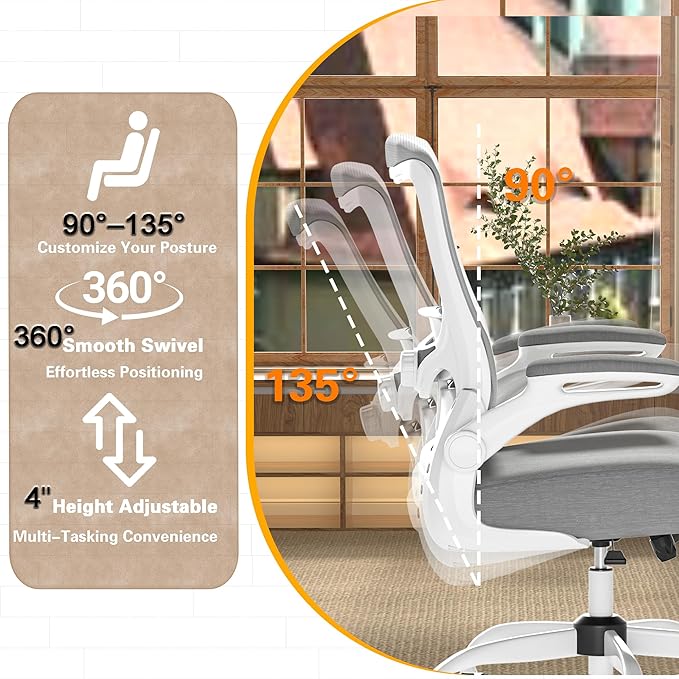 Ergonomic Office Chair - High Back Desk Chair with Adjustable Lumbar Support, Breathable Mesh Back, 330LBS Capacity, Easy Assembly, for Home Office Executive Computer Task